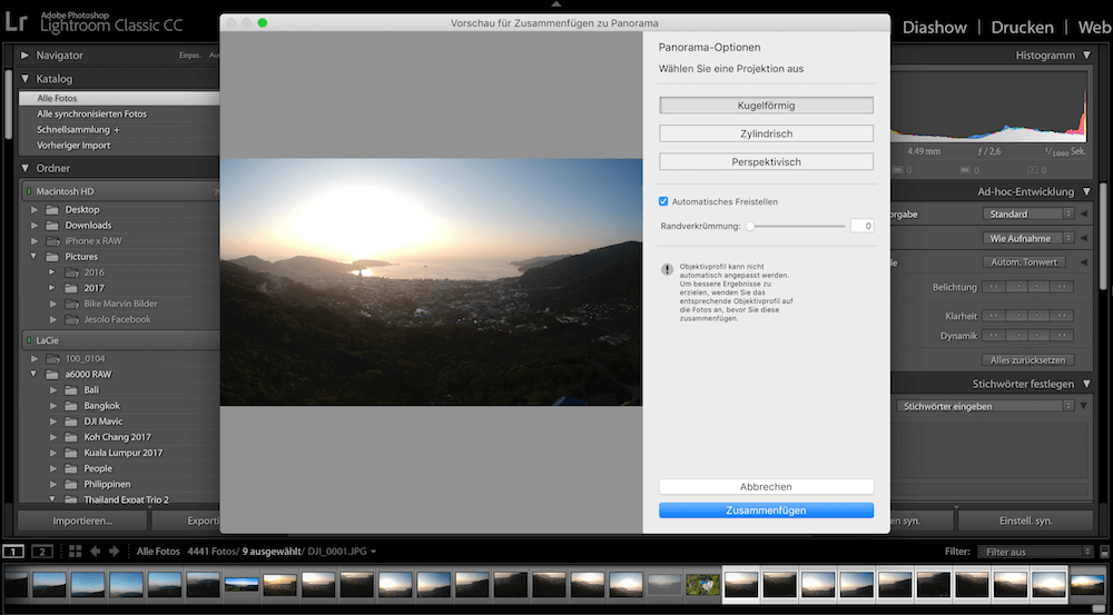 In Adobe Lightroom Panoramafotos erstellen